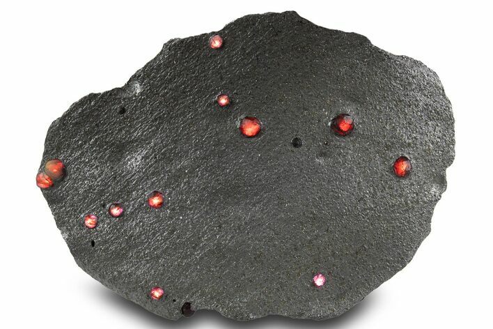 Plate of Red Embers Garnets in Graphite - Massachusetts #301197